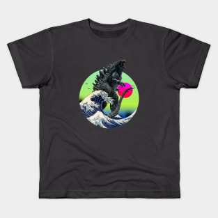 King of Monster and the Great Wave Kids T-Shirt